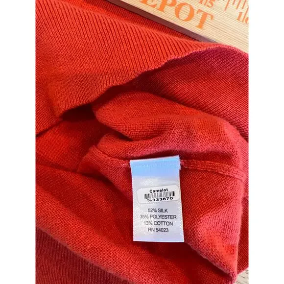 Banana Republic Silk Blend Carpe Diem Crew Sweater  in Bitter Orange Women's MP - Picture 6 of 8